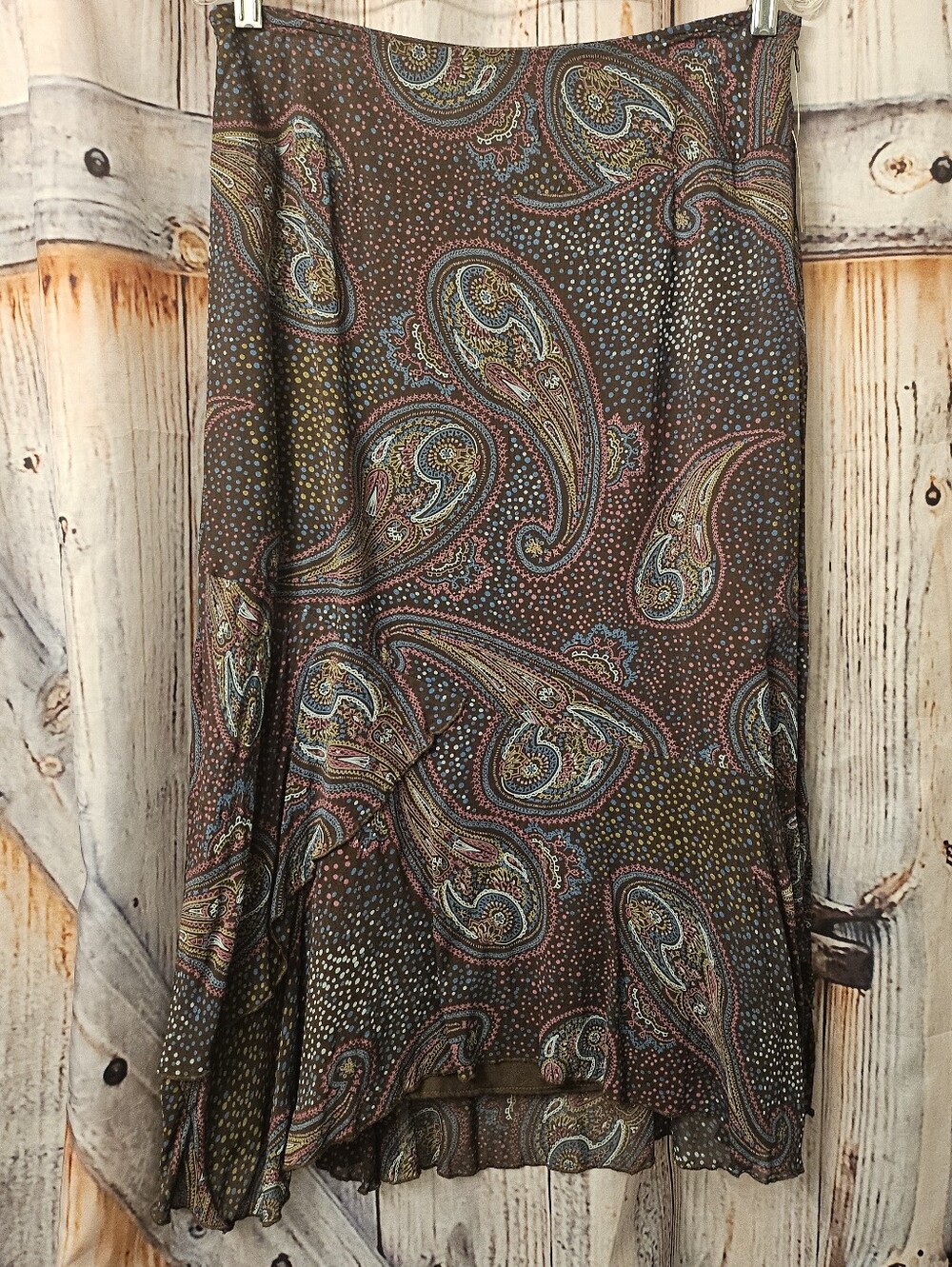 Brown Paisley Midi Skirt
